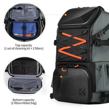 2-in-1 Camera Backpack And Sling Waist Bag Grey