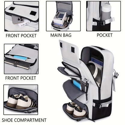 Large Capacity Travel Backpack with Shoe Compartment